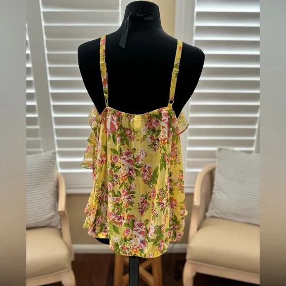NWT | Torrid | Yellow Floral Ruffle Cami Tank Blouse - Size 1 (1X) (14/16) - Picture 3 of 4